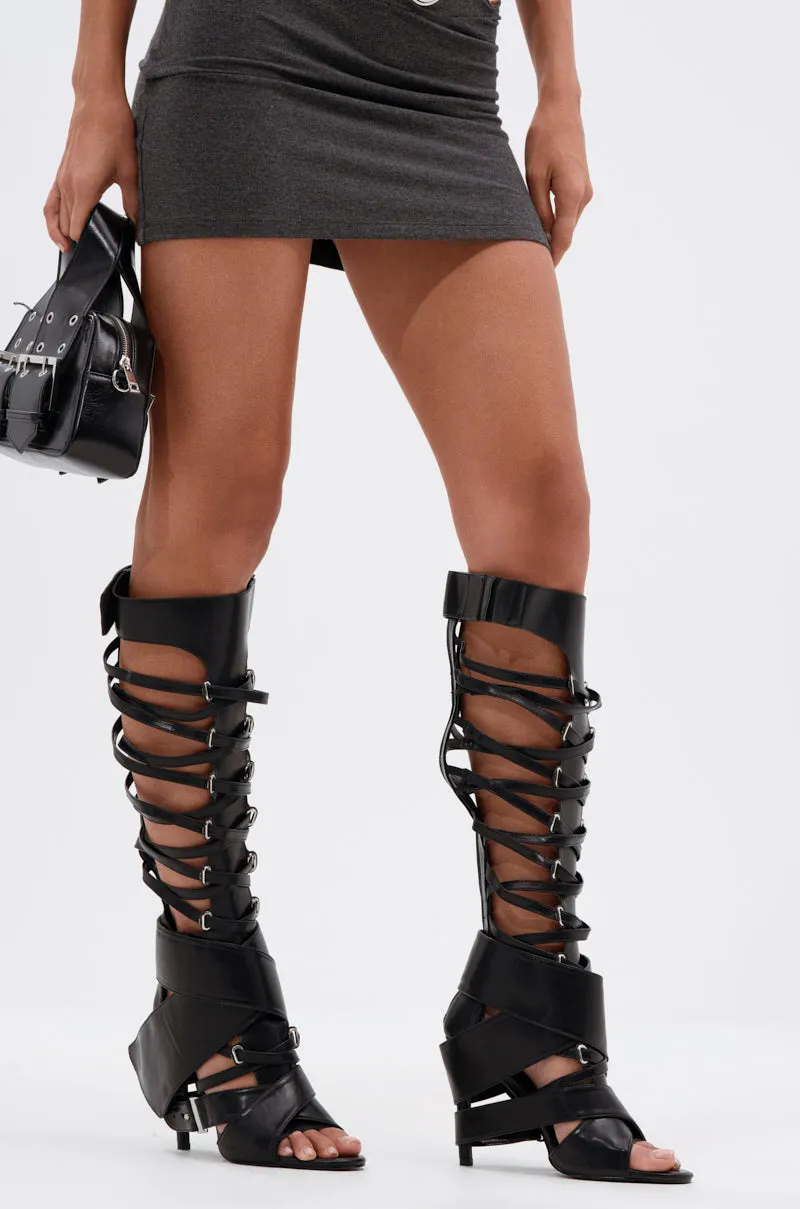 AZALEA WANG BLACKBIRD BLACK PU STILETTO GLADIATOR SANDAL sold by AKIRA product image thumbnail 4