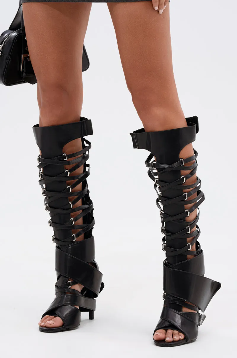 AZALEA WANG BLACKBIRD BLACK PU STILETTO GLADIATOR SANDAL sold by AKIRA product image thumbnail 3