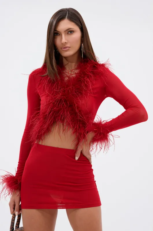 FIERCE FEATHER BLOUSE sold by AKIRA