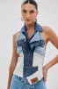 ALWAYS RIGHT DENIM ABSTRACT BLOUSE sold by AKIRA