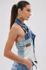 ALWAYS RIGHT DENIM ABSTRACT BLOUSE sold by AKIRA