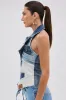 ALWAYS RIGHT DENIM ABSTRACT BLOUSE sold by AKIRA