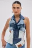 ALWAYS RIGHT DENIM ABSTRACT BLOUSE sold by AKIRA