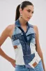 ALWAYS RIGHT DENIM ABSTRACT BLOUSE sold by AKIRA
