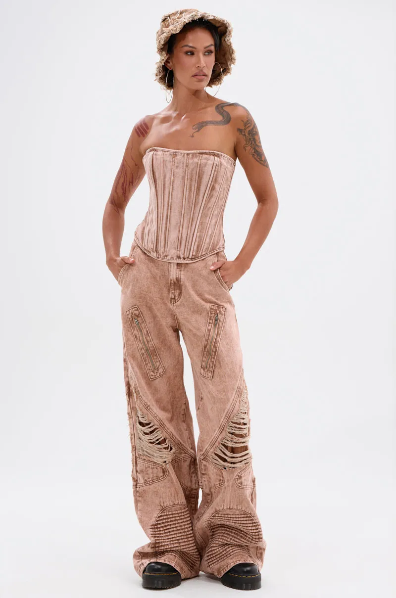 NEW ITEM DISTRESSED DENIM JEAN sold by AKIRA