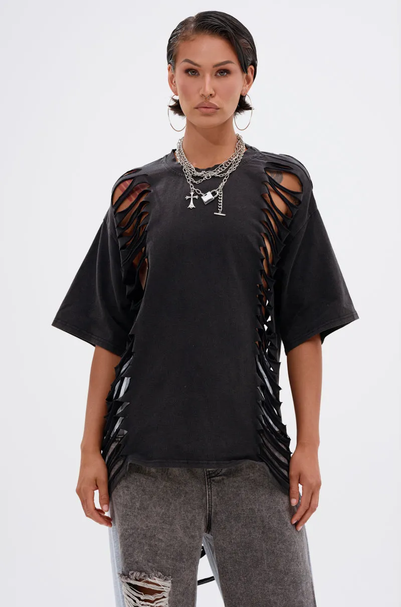 SHAINA DISTRESSED OVERSIZED TEE sold by AKIRA product image thumbnail 2