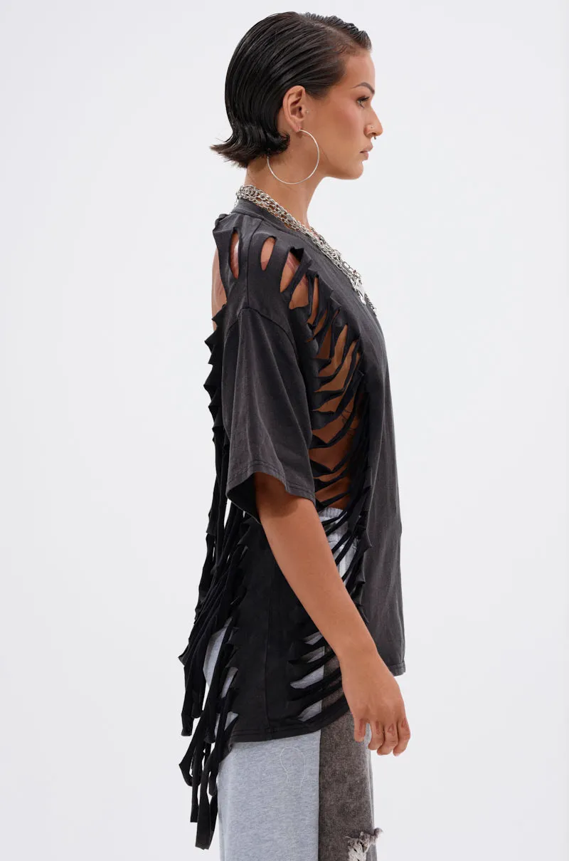 SHAINA DISTRESSED OVERSIZED TEE sold by AKIRA product image thumbnail 3