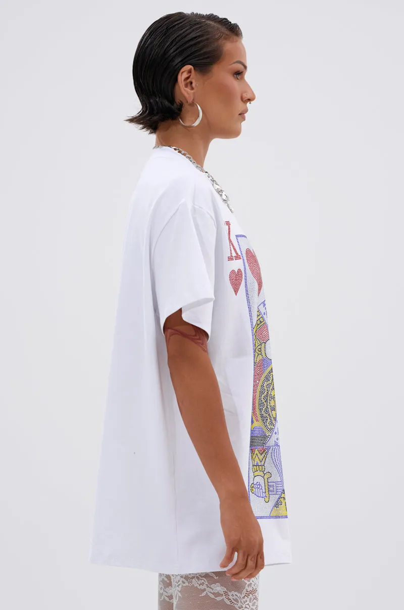 KING OF HEARTS OVERSIZED TEE IN WHITE sold by AKIRA product image thumbnail 3
