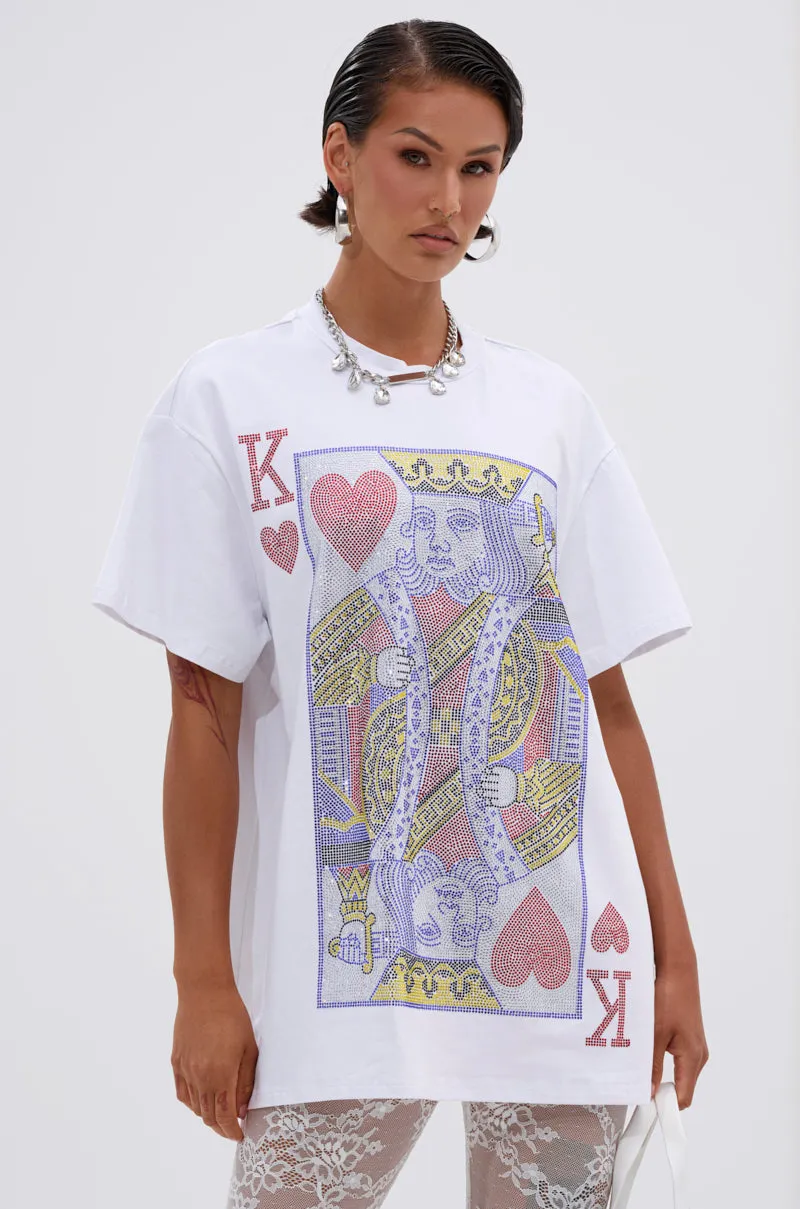 KING OF HEARTS OVERSIZED TEE IN WHITE sold by AKIRA