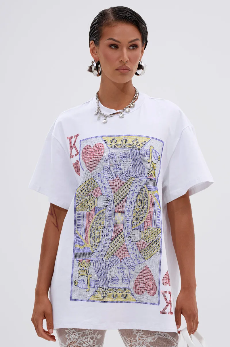 KING OF HEARTS OVERSIZED TEE IN WHITE sold by AKIRA product image thumbnail 2