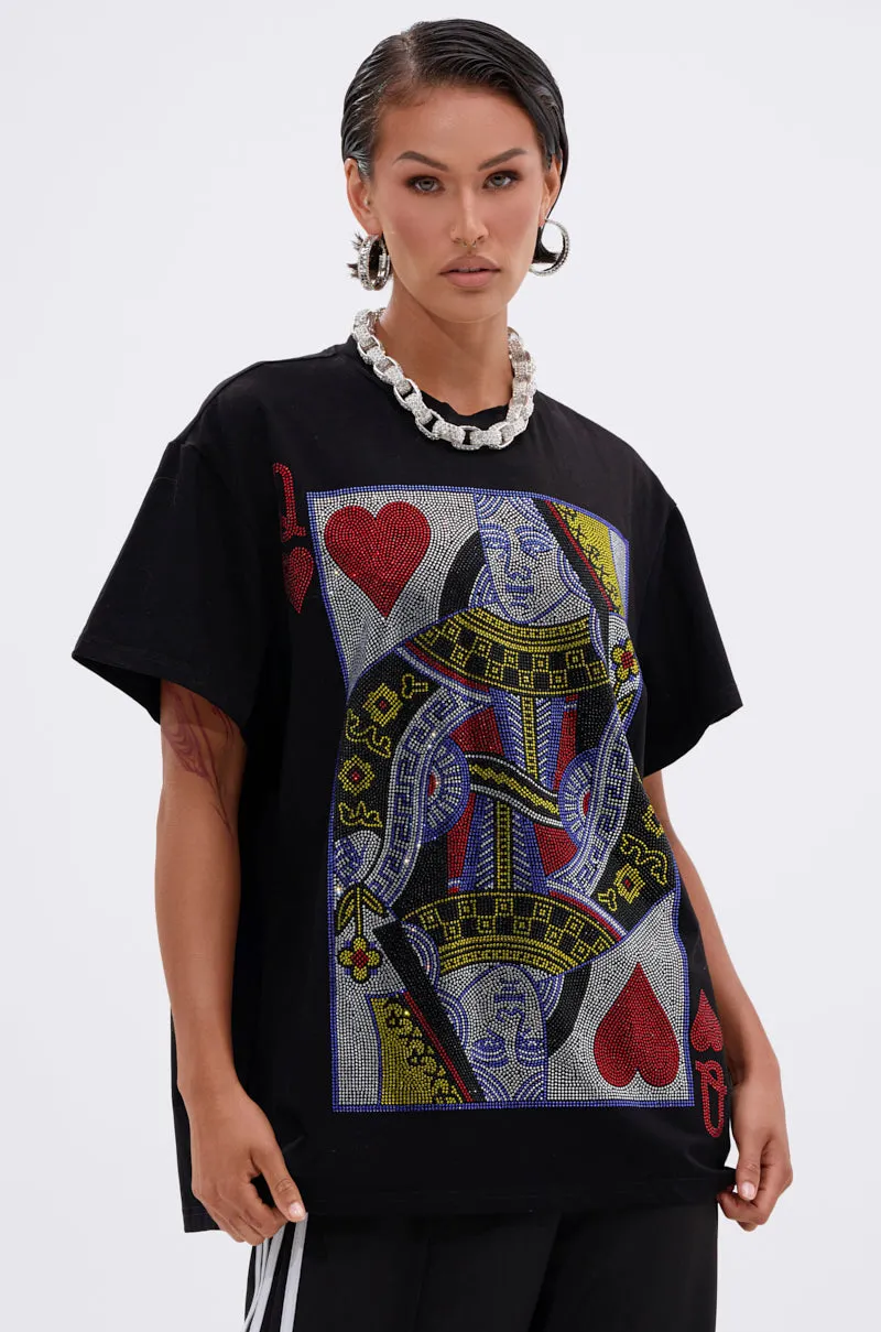 THE REAL QUEEN OF HEARTS OVERSIZED TEE sold by AKIRA