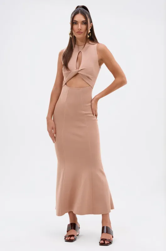 NOT TOO CASUAL KNIT MAXI DRESS IN BEIGE sold by AKIRA