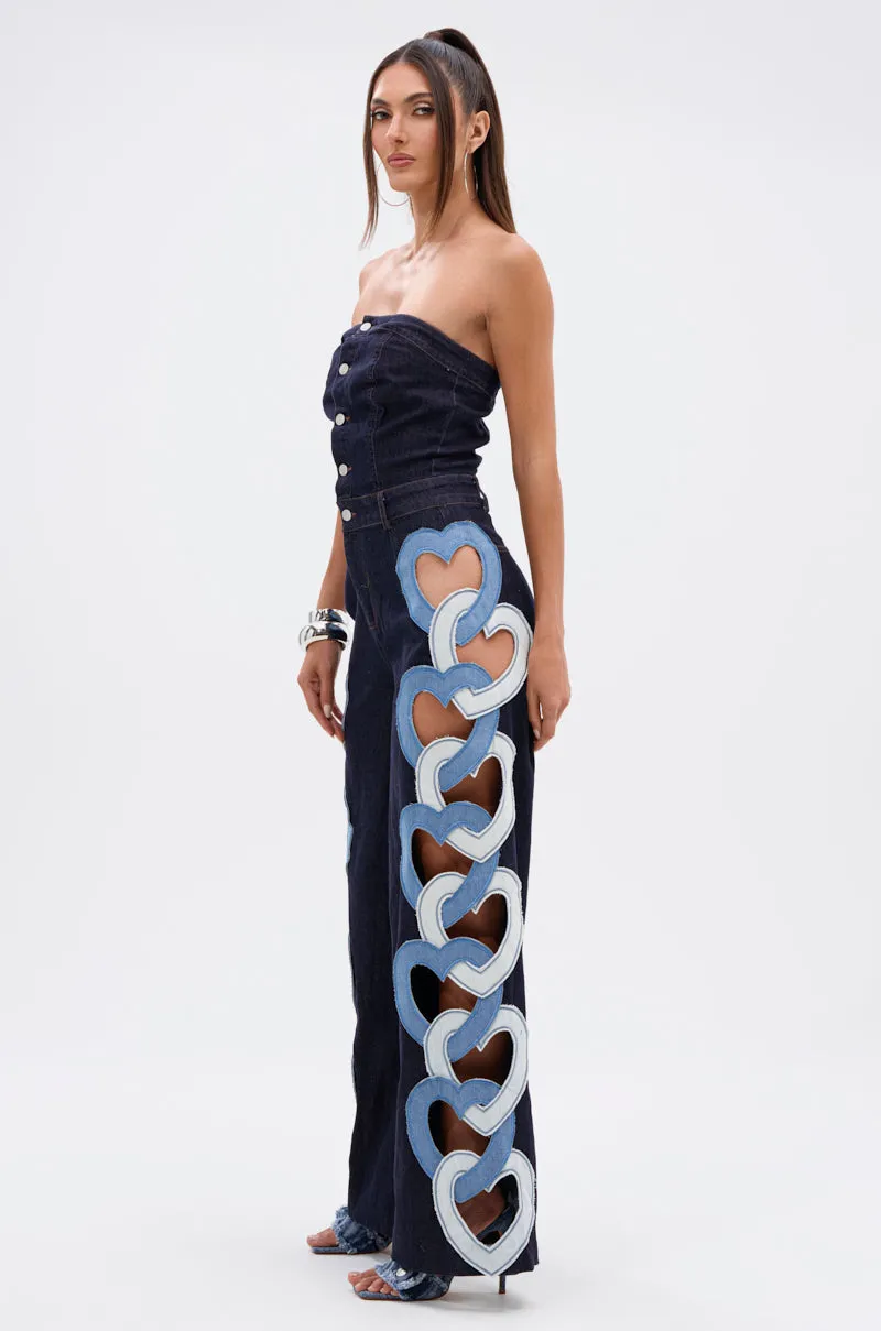 HEART EYES FOR YOU DENIM JUMPSUIT sold by AKIRA product image thumbnail 3
