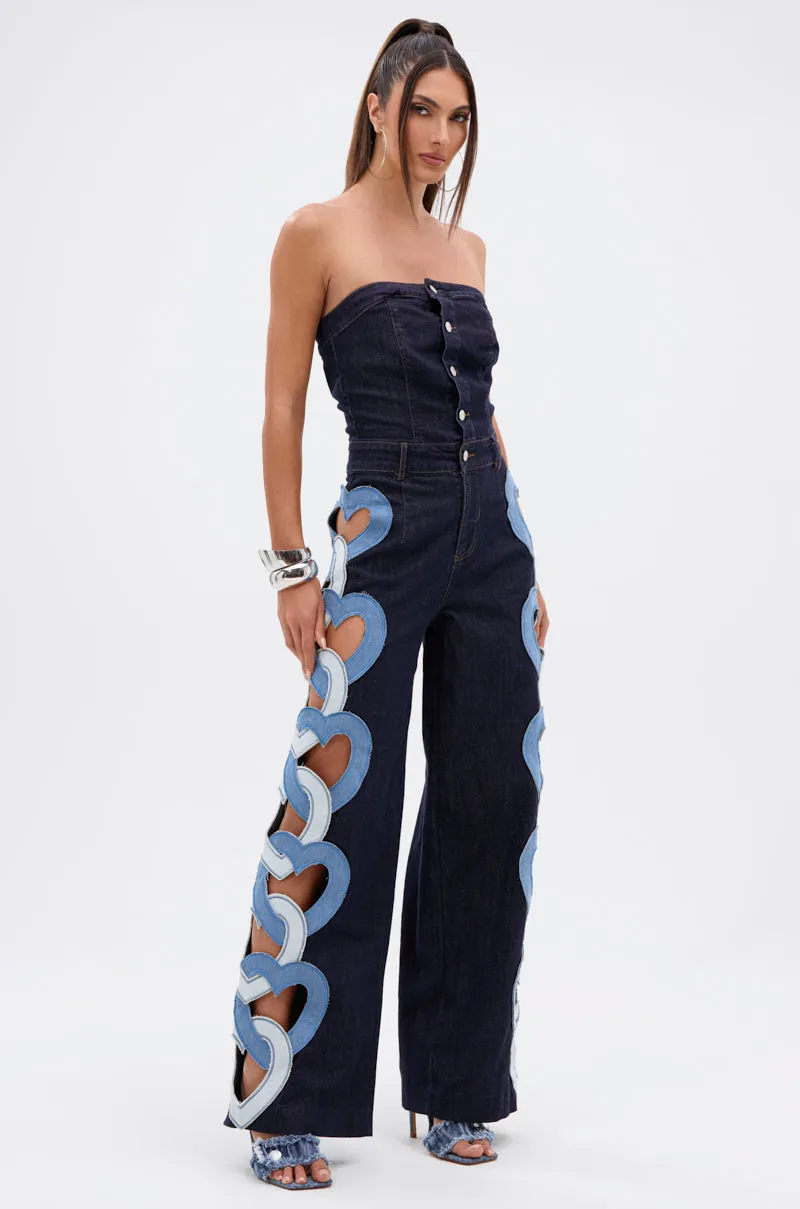 HEART EYES FOR YOU DENIM JUMPSUIT sold by AKIRA product image thumbnail 2