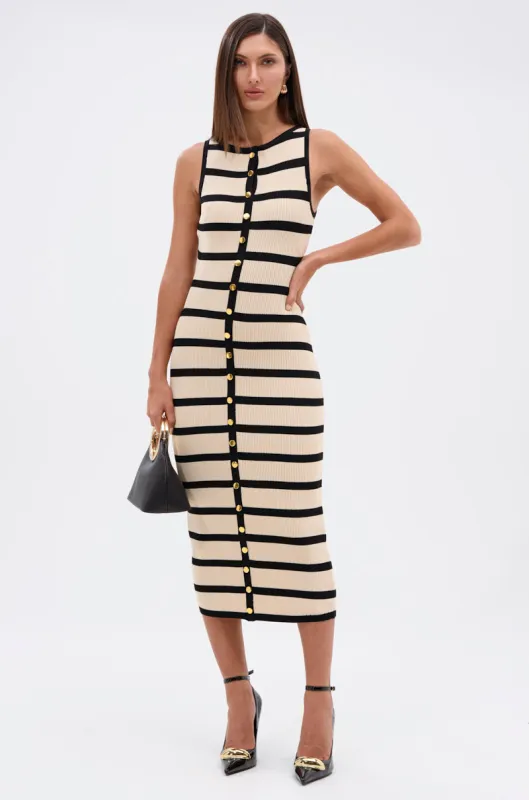 KAREN STRIPE KNIT MIDI DRESS sold by AKIRA
