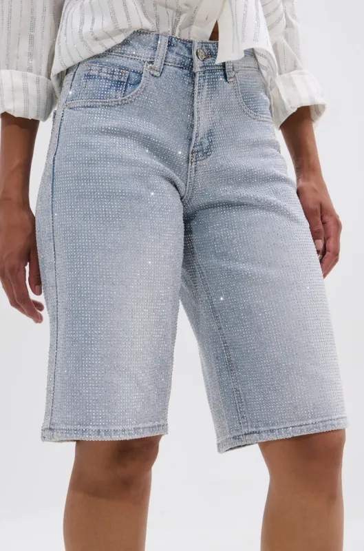 BLING BLING RHINESTONE BERMUDA SHORT sold by AKIRA