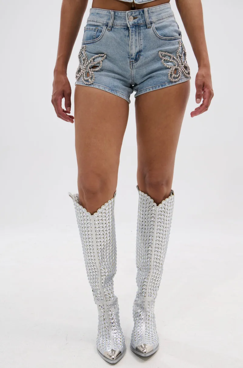 BUTTERFLY QUEEN DENIM SHORT sold by AKIRA product image thumbnail 2