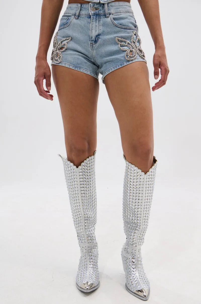 BUTTERFLY QUEEN DENIM SHORT sold by AKIRA product image thumbnail 3