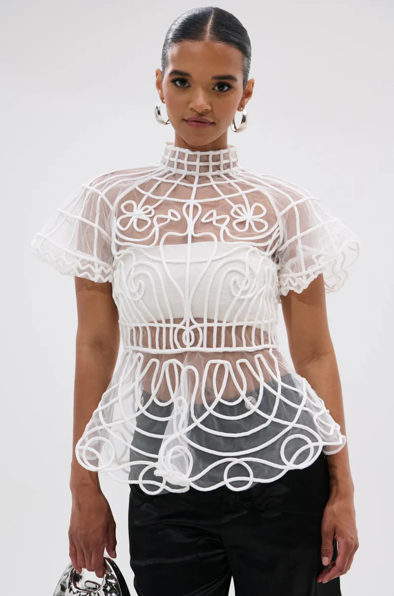 DOLL FACE SHORT SLEEVE STRUCTURED BLOUSE sold by AKIRA product image thumbnail 2