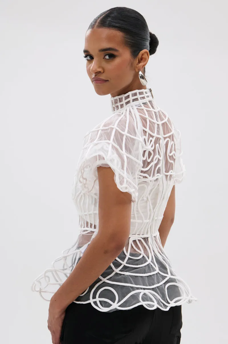 DOLL FACE SHORT SLEEVE STRUCTURED BLOUSE sold by AKIRA product image thumbnail 4