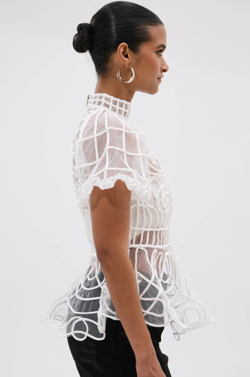 DOLL FACE SHORT SLEEVE STRUCTURED BLOUSE sold by AKIRA product image thumbnail 3