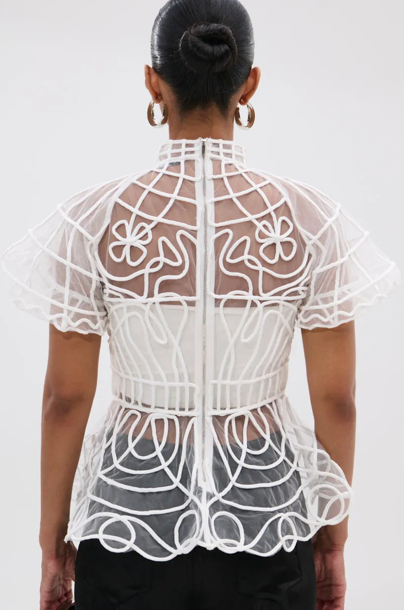 DOLL FACE SHORT SLEEVE STRUCTURED BLOUSE sold by AKIRA product image thumbnail 5