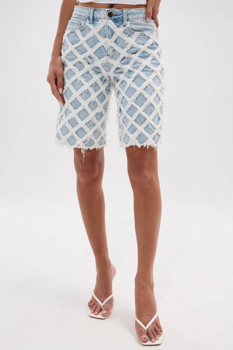 DISTRESSED AND STRESSED DENIM BERMUDA SHORT sold by AKIRA product image thumbnail 4