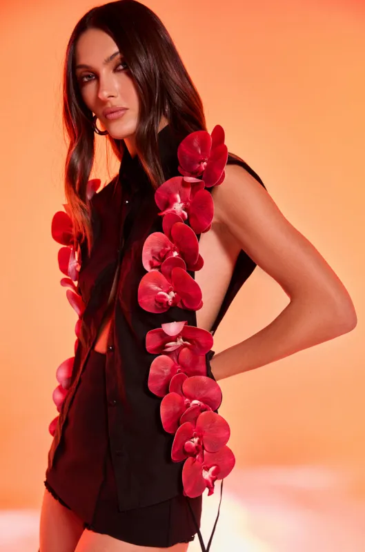 ROSE PETALS BUTTON DOWN sold by AKIRA