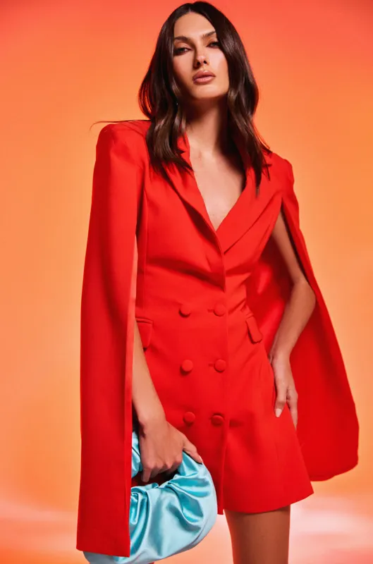 A LA MODE MINI BLAZER DRESS IN RED sold by AKIRA