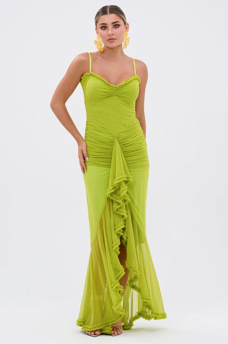 TATI RUFFLE MAXI DRESS IN LIME sold by AKIRA product image thumbnail 2