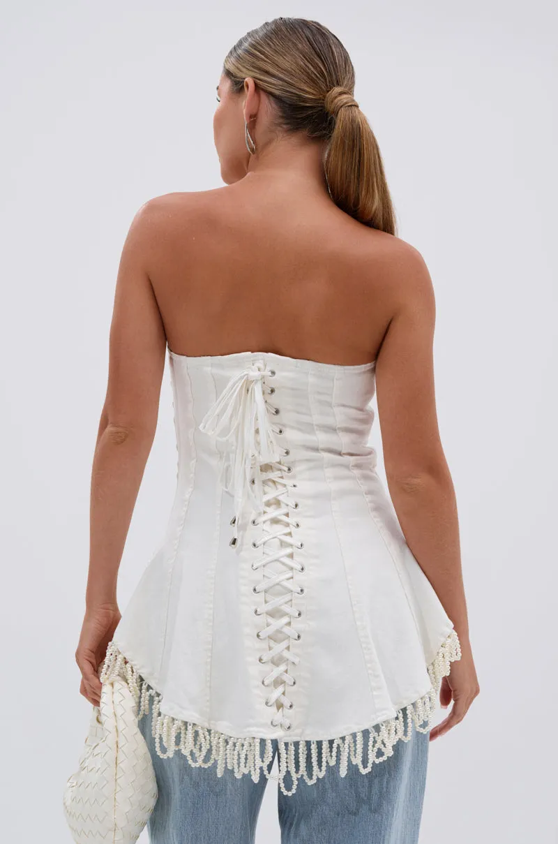 PEARL TRIM HIGH LOW CORSET sold by AKIRA product image thumbnail 3