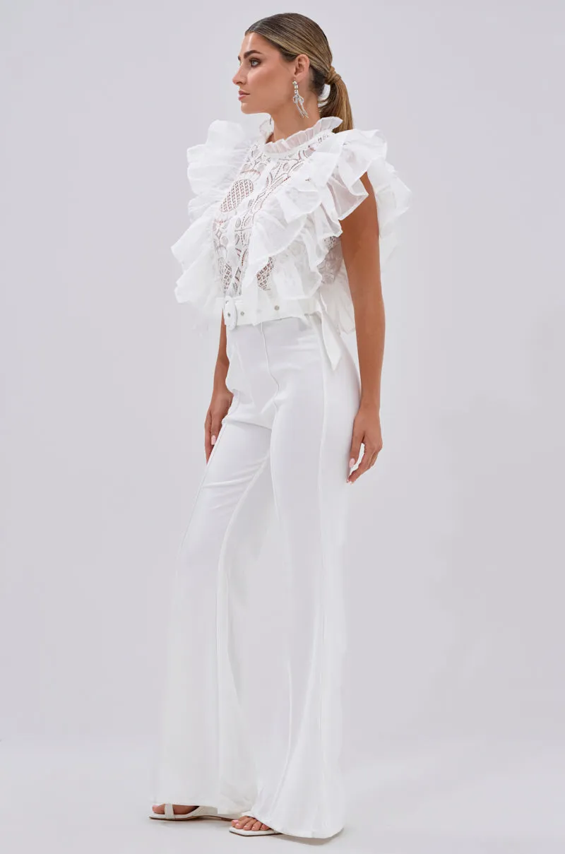 WALK THAT WALK RUFFLE JUMPSUIT IN WHITE sold by AKIRA product image thumbnail 4