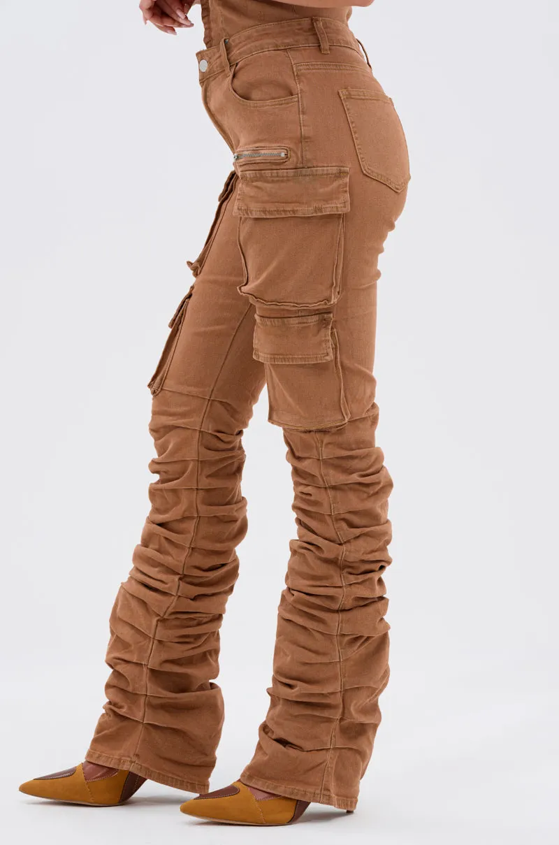 IT GETS EASIER STACKED CARGO PANT IN MOCHA sold by AKIRA product image thumbnail 4
