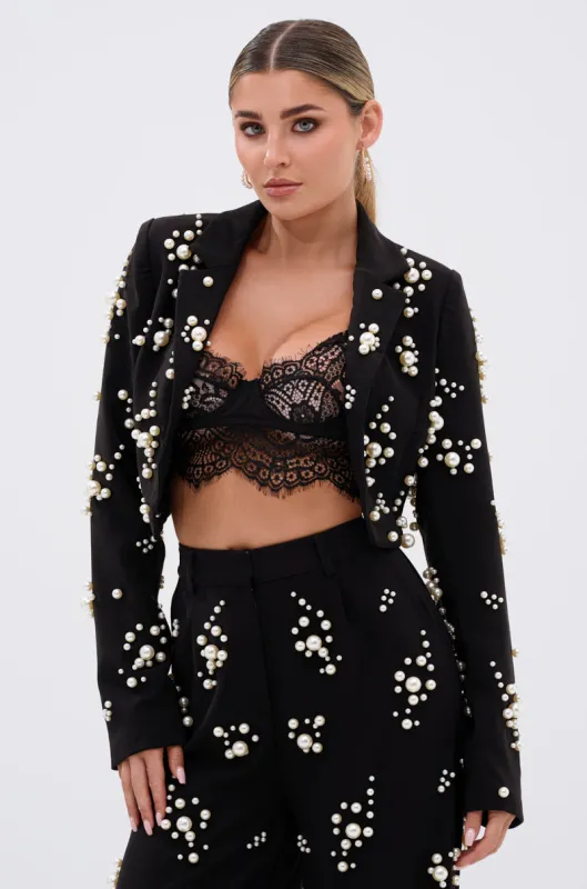 OLD FLAME EMBELLISHED BLAZER IN BLACK sold by AKIRA