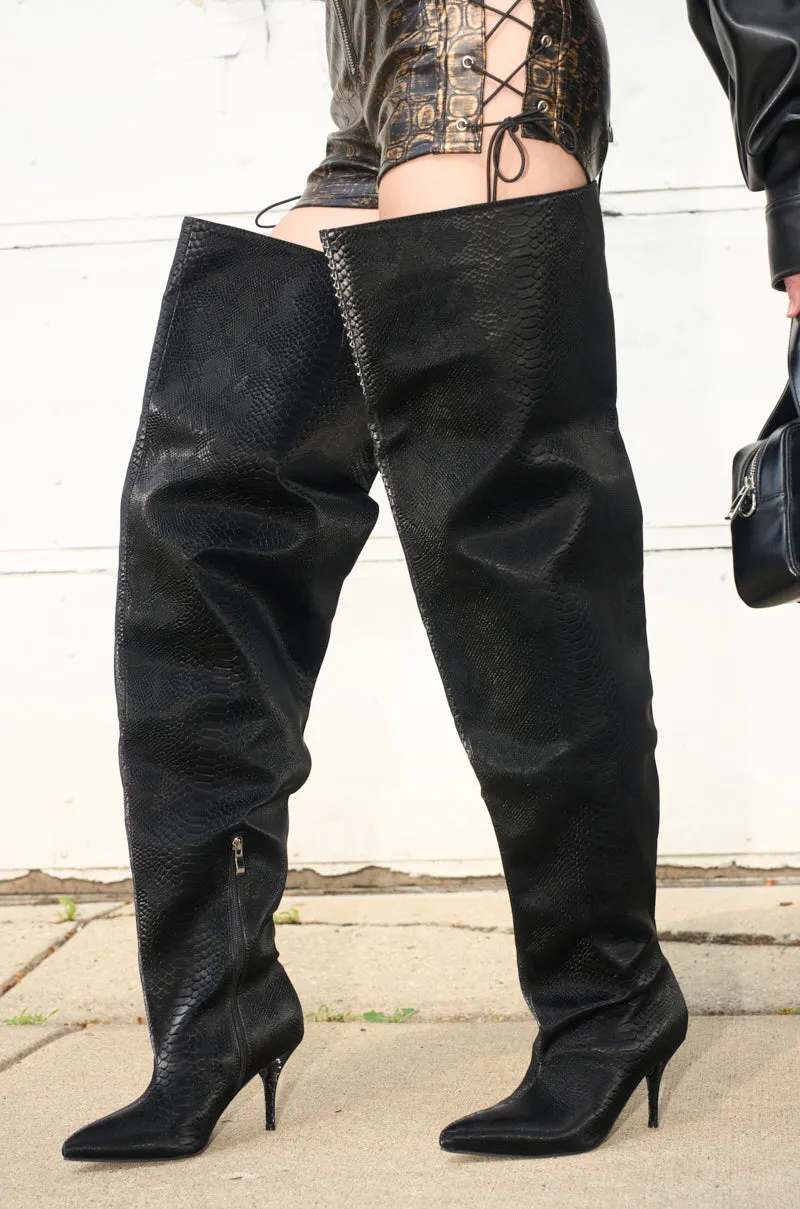 AZALEA WANG HALINA BLACK SNAKE THIGH HIGH BOOT sold by AKIRA product image thumbnail 2