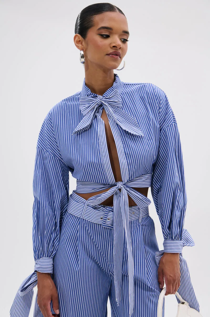 UNDER THE SUN STRIPE TIE FRONT BLOUSE sold by AKIRA product image thumbnail 3