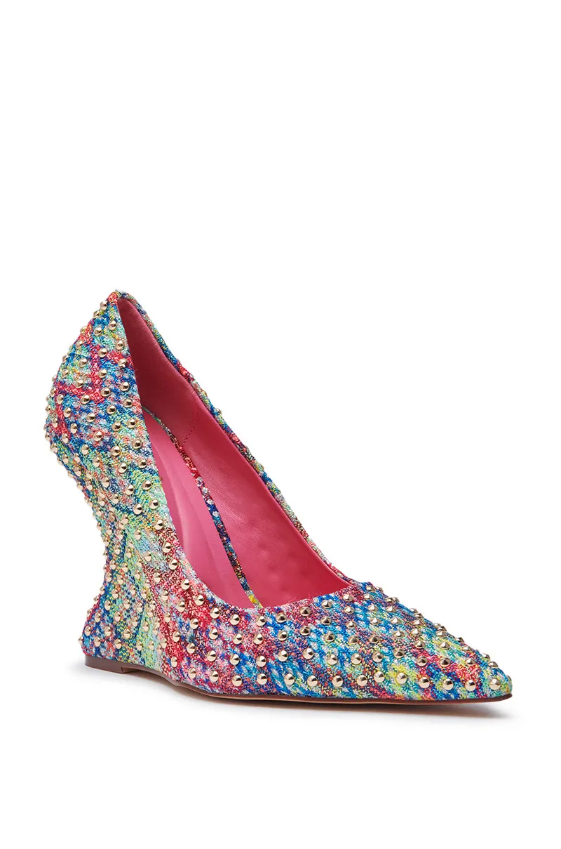 AZALEA WANG MAYUR MULTI WEDGE PUMP WITH STUD DETAIL sold by AKIRA product image thumbnail 5