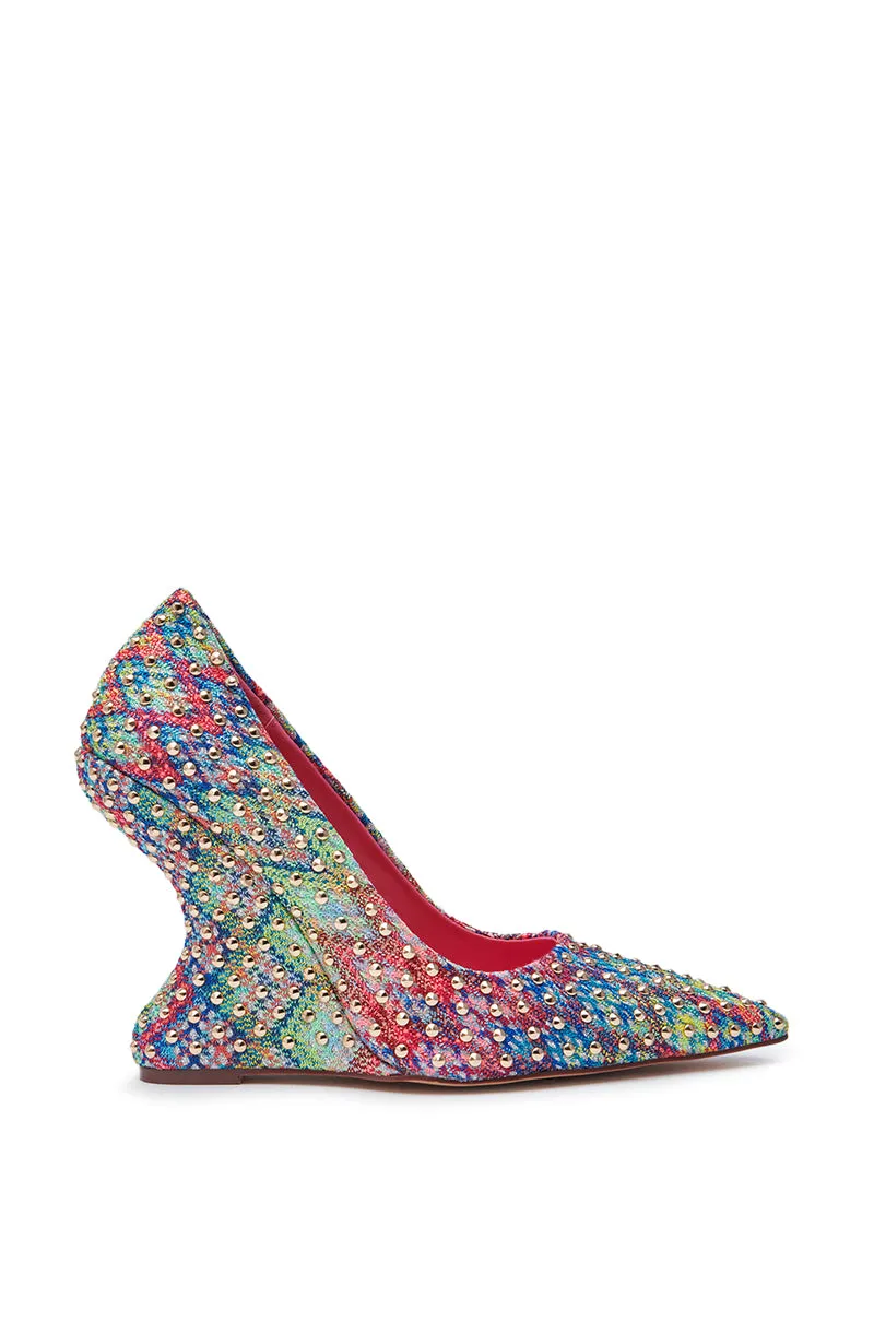 AZALEA WANG MAYUR MULTI WEDGE PUMP WITH STUD DETAIL sold by AKIRA product image thumbnail 4
