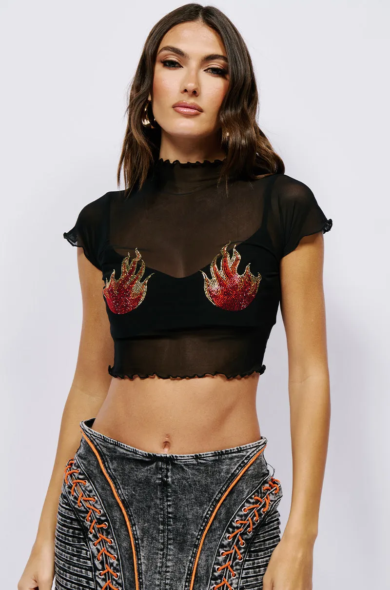 SMOKIN HOT MESH TEE sold by AKIRA