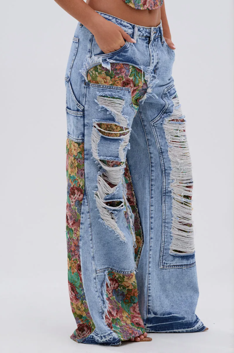 THOUGHT I KNEW YOU RELAXED DENIM WITH BROCADE sold by AKIRA product image thumbnail 5