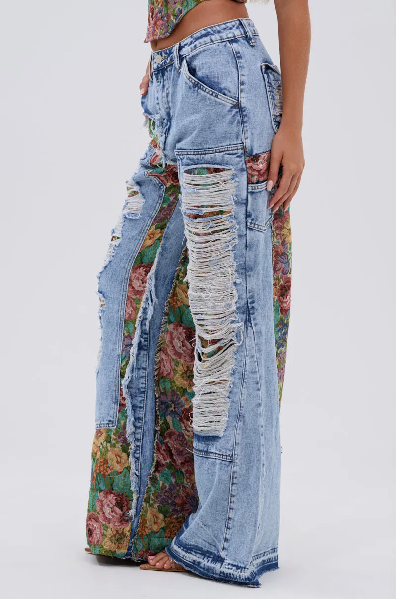 THOUGHT I KNEW YOU RELAXED DENIM WITH BROCADE sold by AKIRA product image thumbnail 4