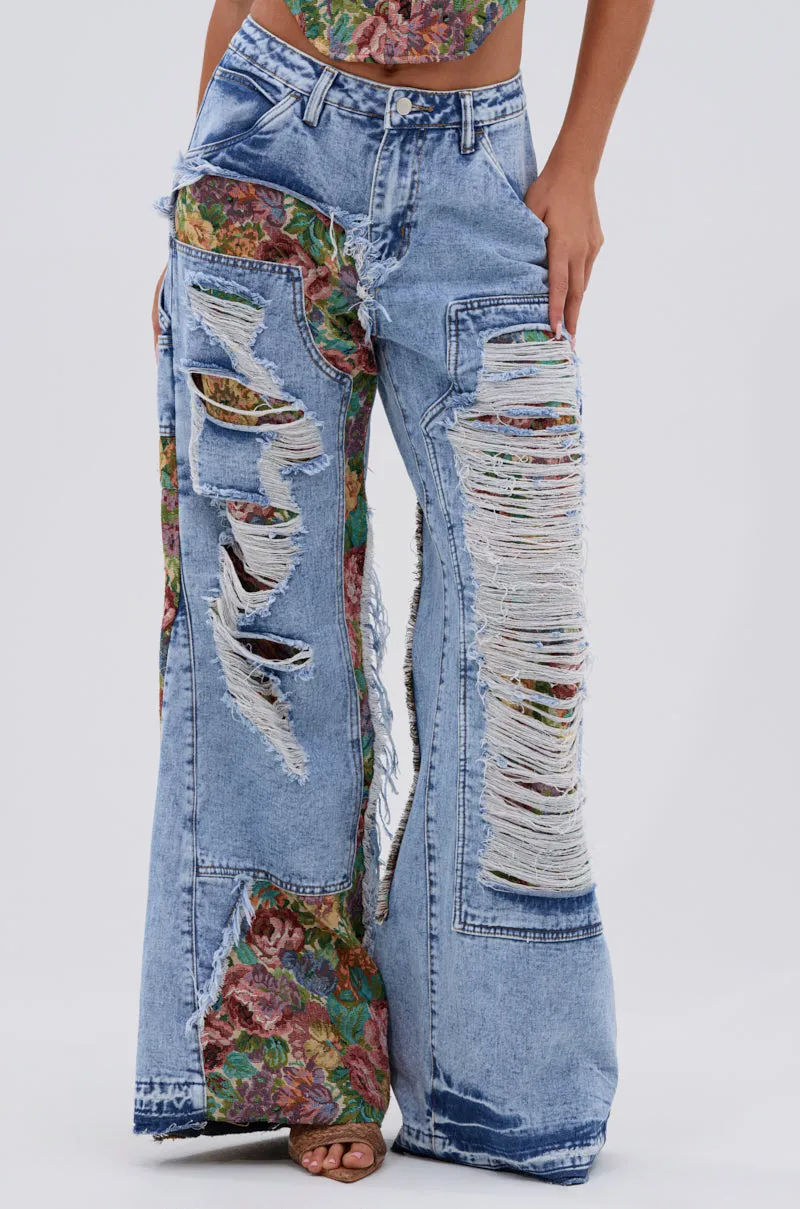 THOUGHT I KNEW YOU RELAXED DENIM WITH BROCADE sold by AKIRA product image thumbnail 3