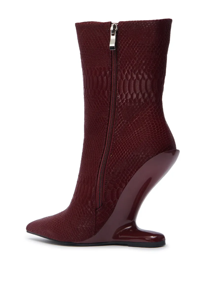 AZALEA WANG GLACIELLE BURGUNDY CROC BOOTIE sold by AKIRA product image thumbnail 4