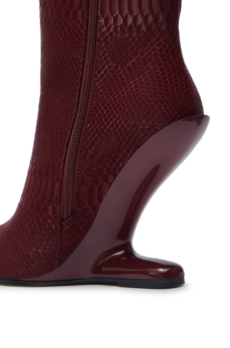 AZALEA WANG GLACIELLE BURGUNDY CROC BOOTIE sold by AKIRA product image thumbnail 5