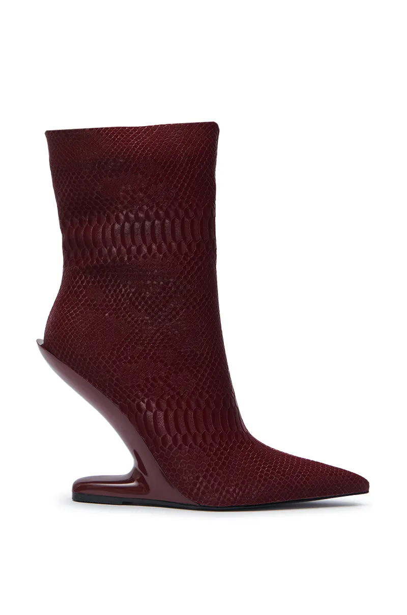 AZALEA WANG GLACIELLE BURGUNDY CROC BOOTIE sold by AKIRA product image thumbnail 2