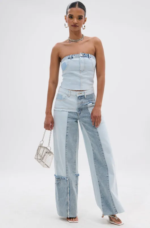 MIX AND MATCH RELAXED DENIM PANTS sold by AKIRA