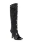 AZALEA WANG KAZUKI GREY QUILTED DENIM BOOT sold by AKIRA