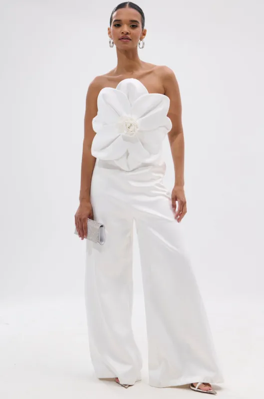 SUMMER BLOOMS WIDE LEG JUMPSUIT IN WHITE sold by AKIRA