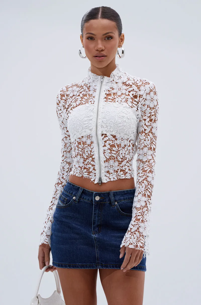 GIMME MORE LACE ZIP-UP TOP sold by AKIRA product image thumbnail 2