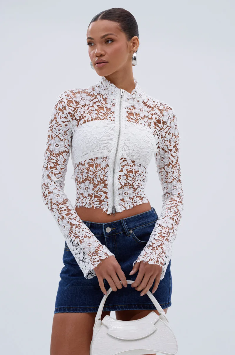 GIMME MORE LACE ZIP-UP TOP sold by AKIRA product image thumbnail 5